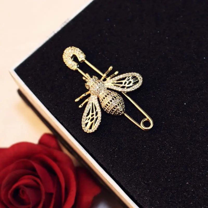 Luxury Full Crystal Gold Color Bee Brooch