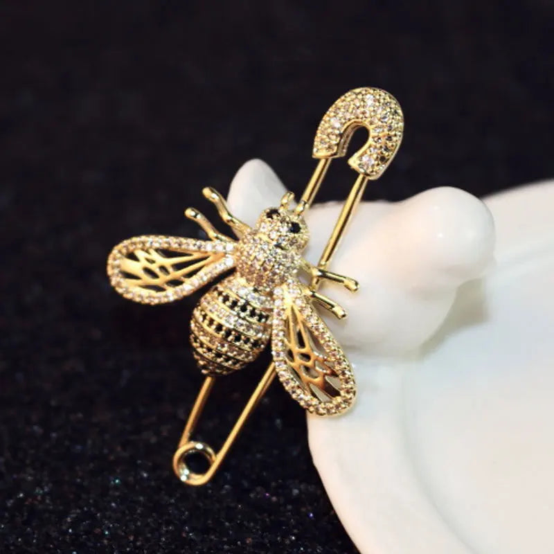 Luxury Full Crystal Gold Color Bee Brooch