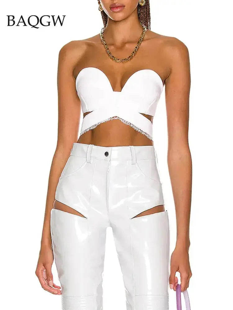 Women Sexy Strapless Luxury Lace Crop Top ENVY NYC