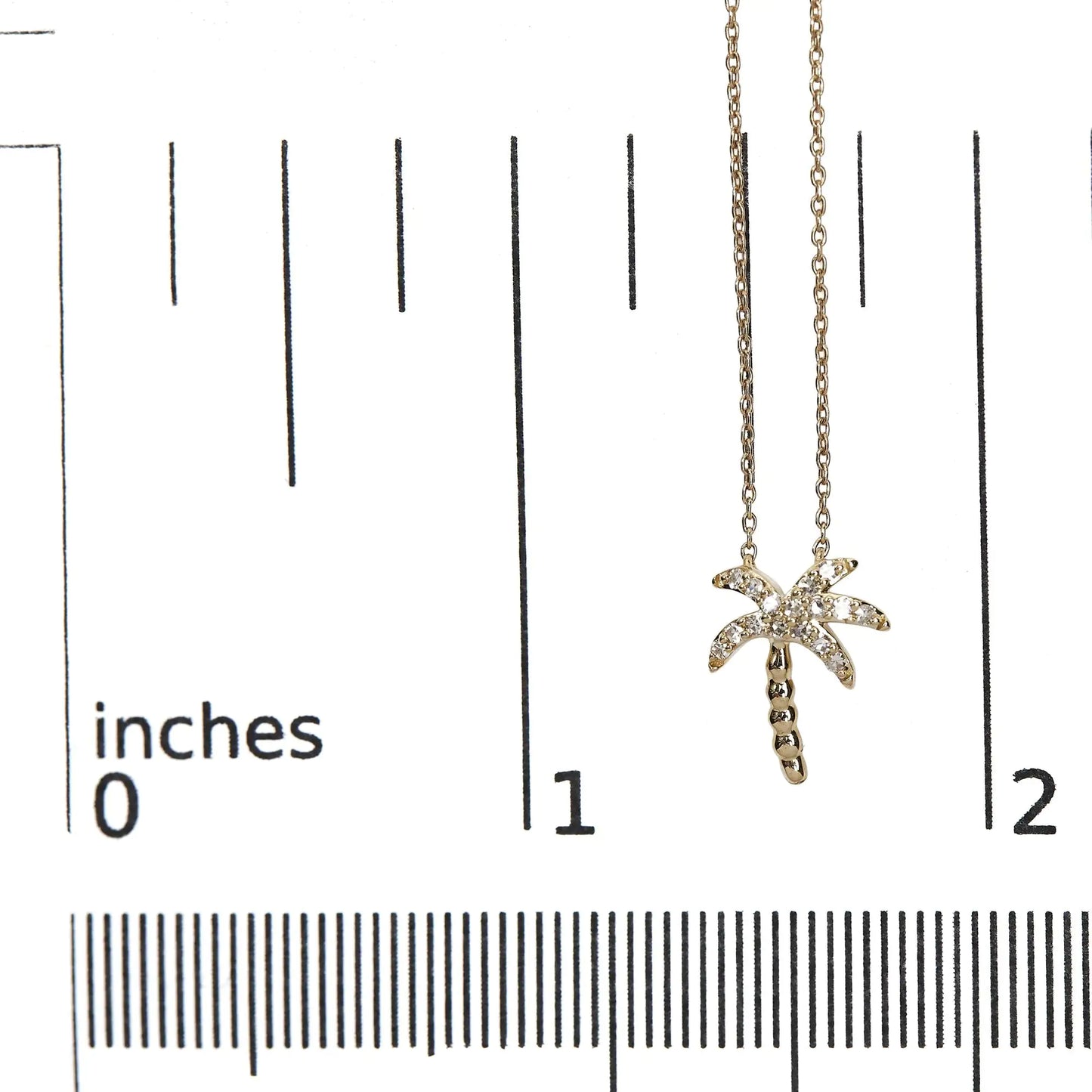 Palm Princess 10K Yellow Gold 1/10 Cttw Round Diamond 18" Inch Pendant Necklace (H-I Color, I1-I2 Clarity)