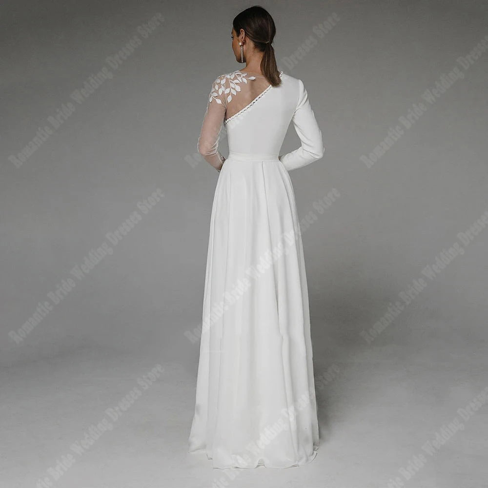 Boho Satin A-Line Mermaid White Wedding Dress