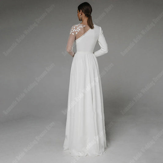 Boho Satin A-Line Mermaid White Wedding Dress