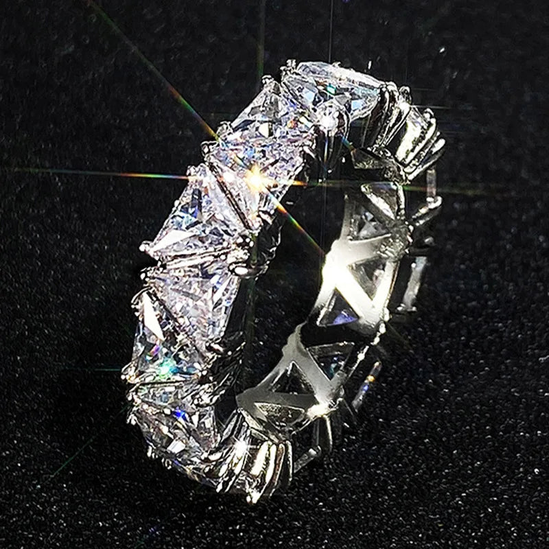 Lux 925 Sterling Silver AAA Zircon Crystal Ring