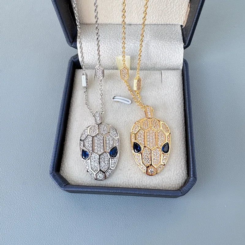 Designer Zircon Blue Eyes Snake Pendant