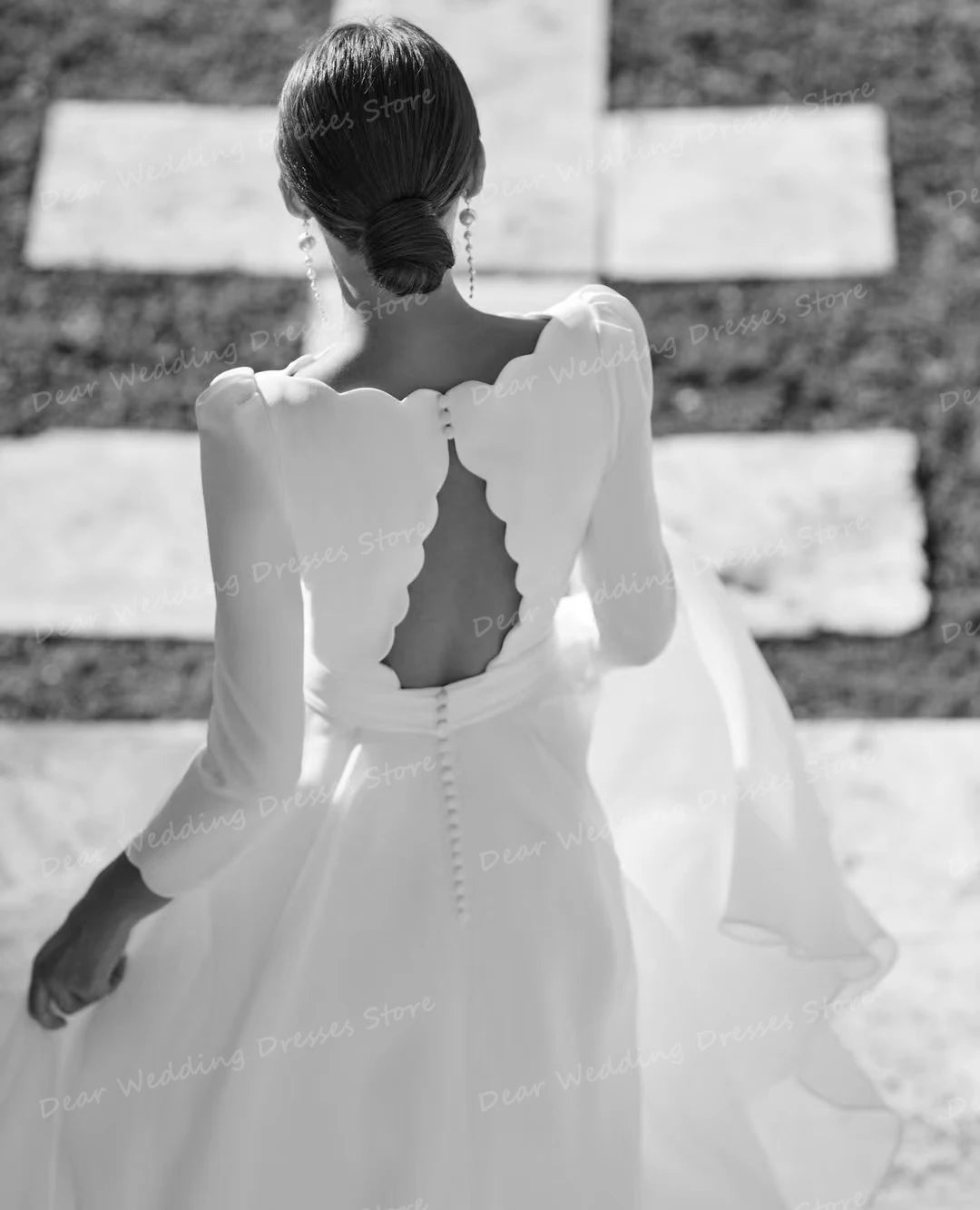A Line Boat Neck Bridal Gown