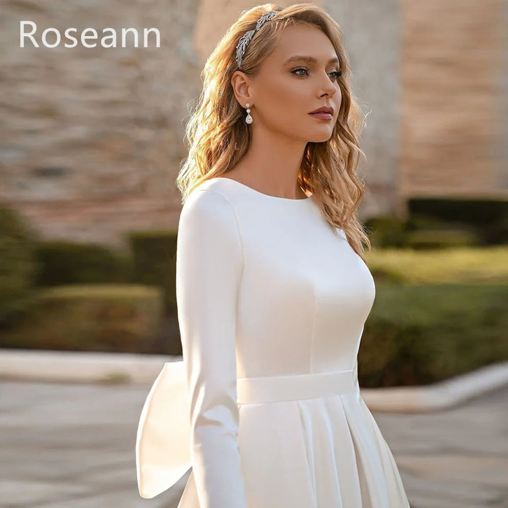 Julia A-line Ivory Satin Wedding Dress