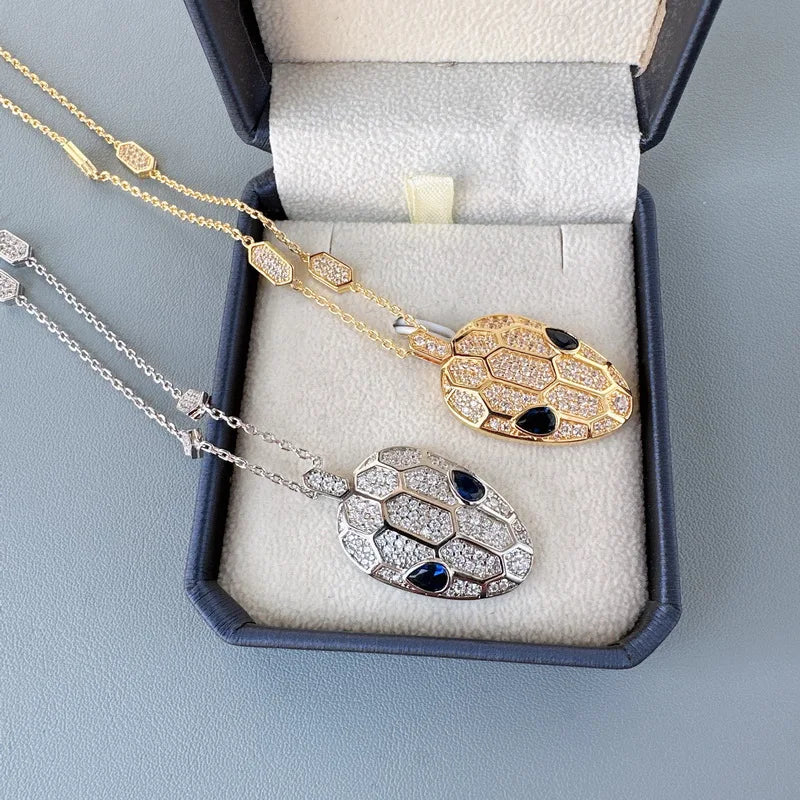 Designer Zircon Blue Eyes Snake Pendant