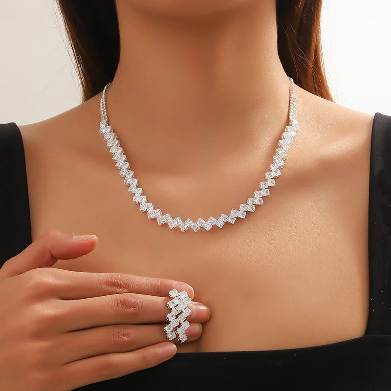 Precious Luxury Crystal Earrings & Necklace Jewelry Set
