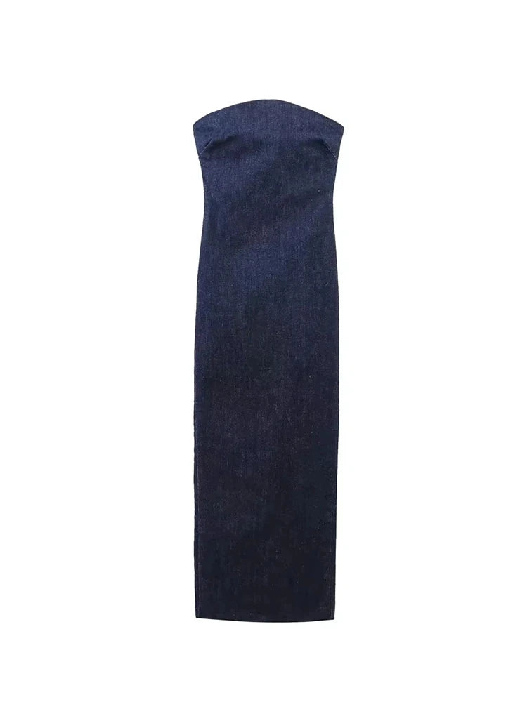 Denim Strapless Stretch Dress