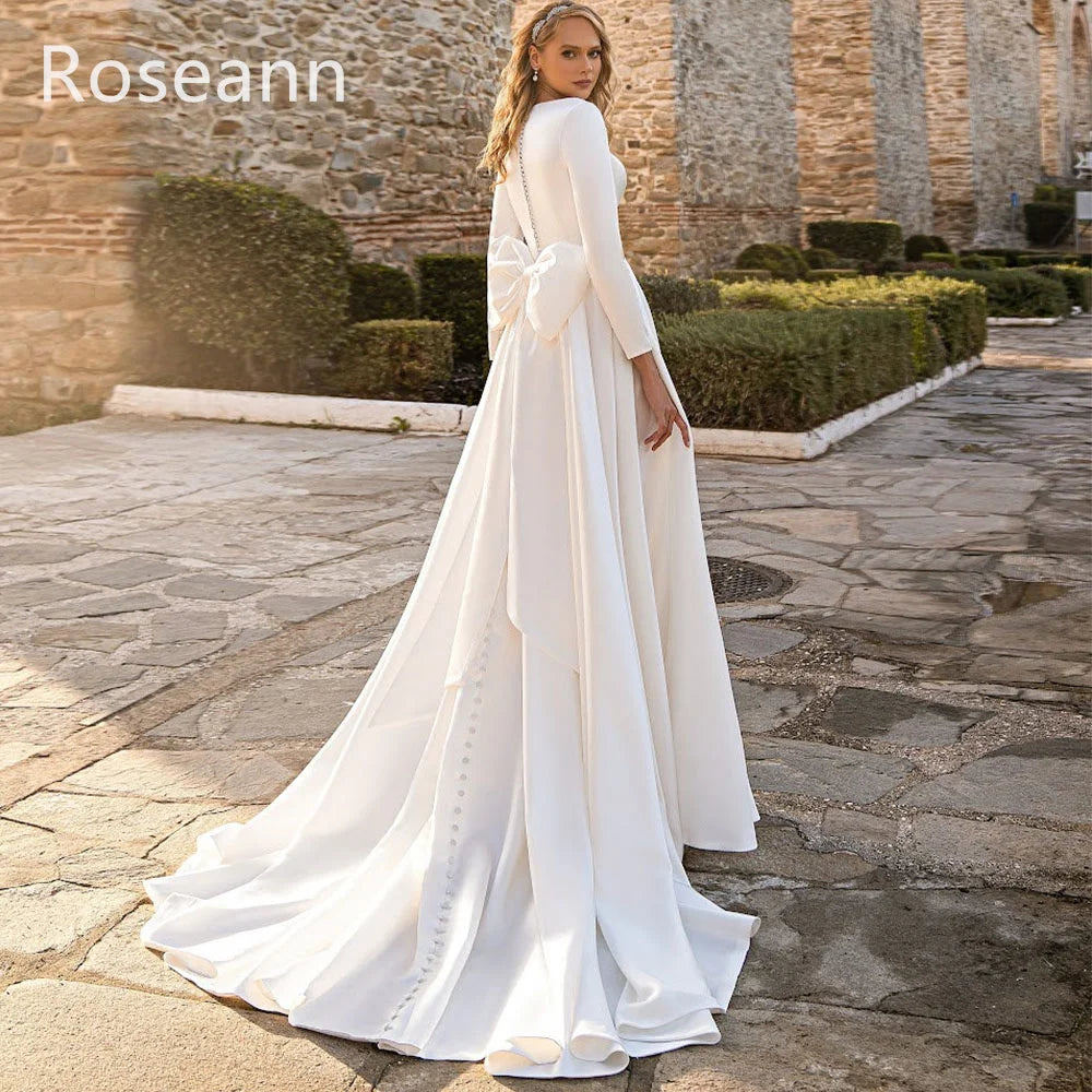 Julia A-line Ivory Satin Wedding Dress