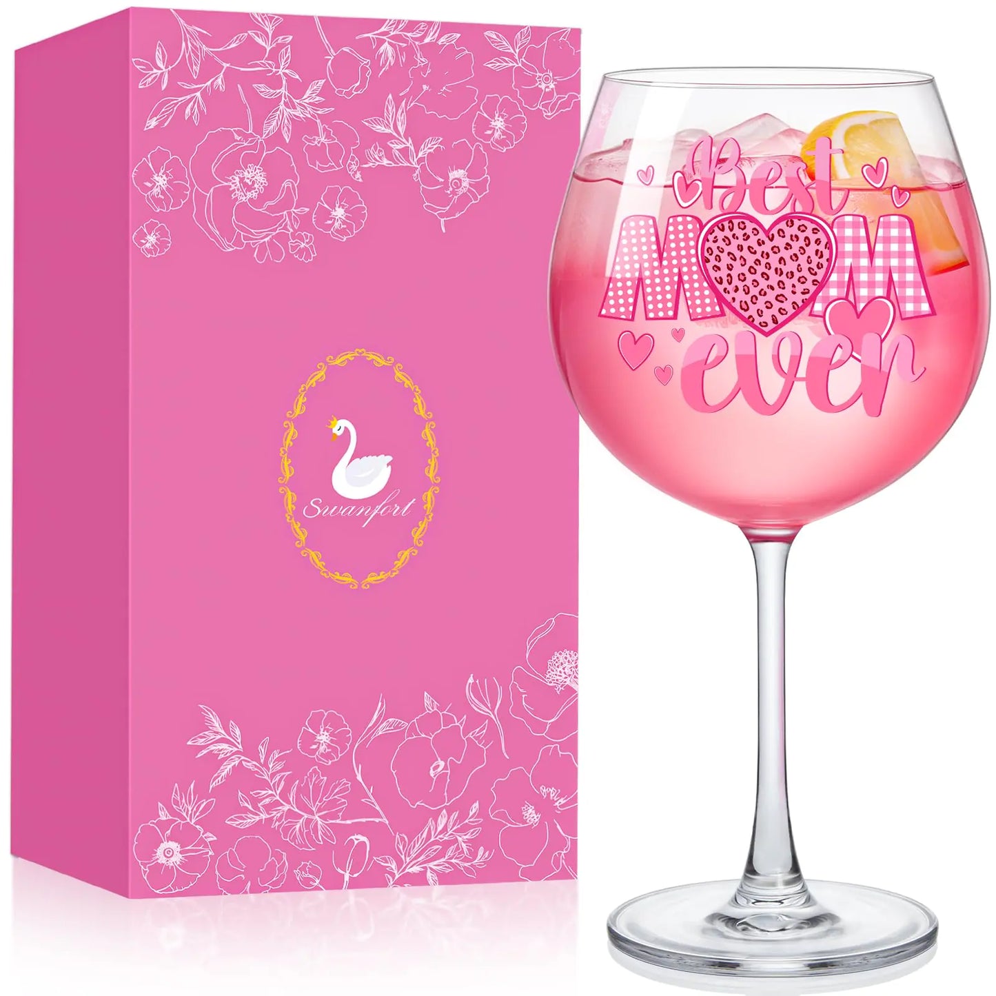BEST MOM EVER Wine Glass Birthday Gift
