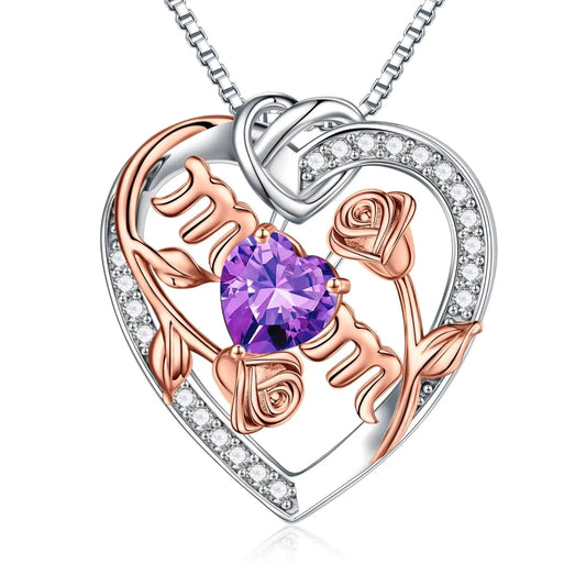 LUX Mom Necklace 925 Sterling Silver Birthstone Necklace