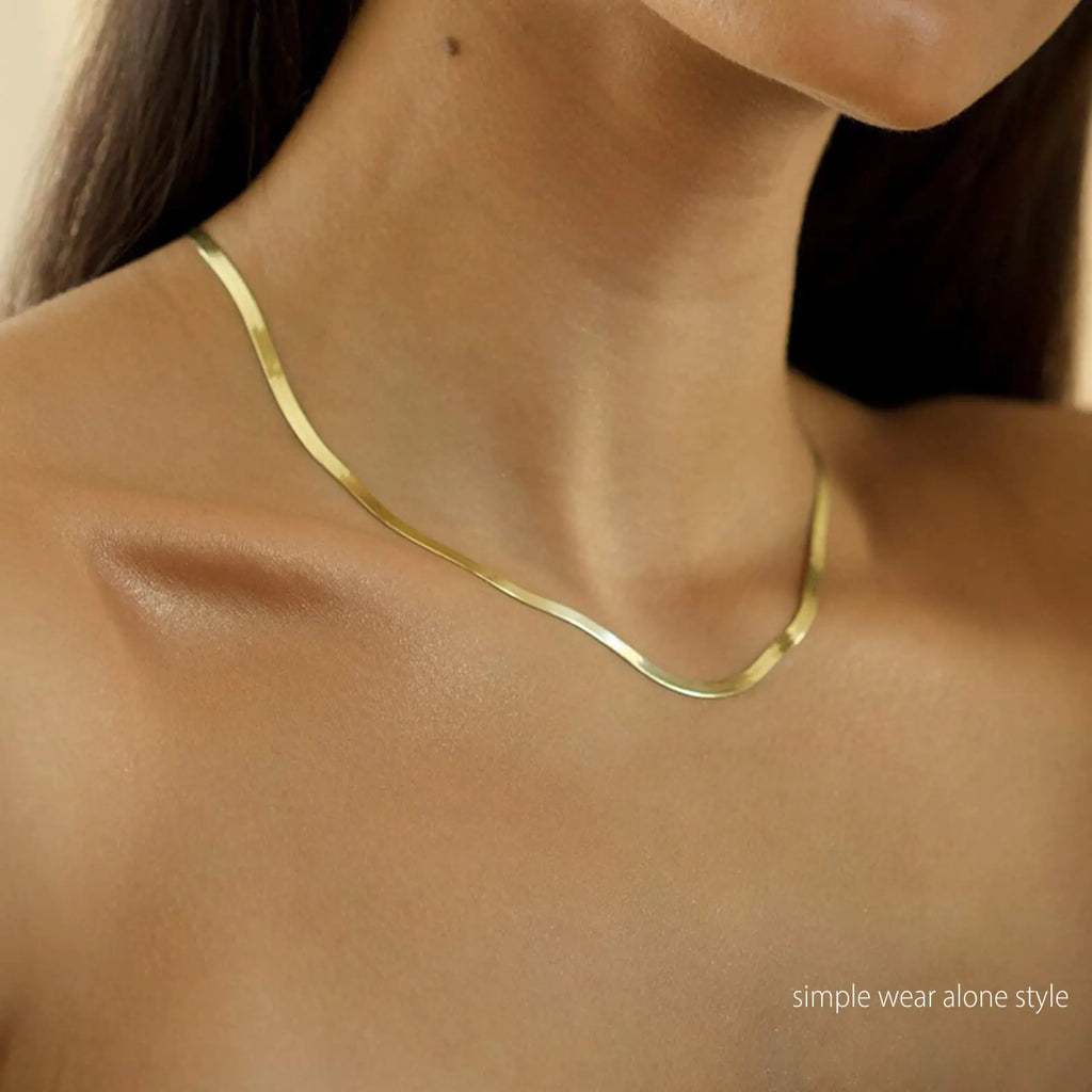 Herringbone Necklace 14k Gold Plated