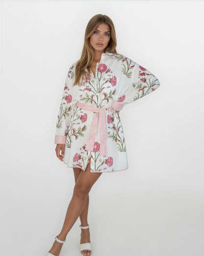 Clove Dress w/ Belt in Red Vine