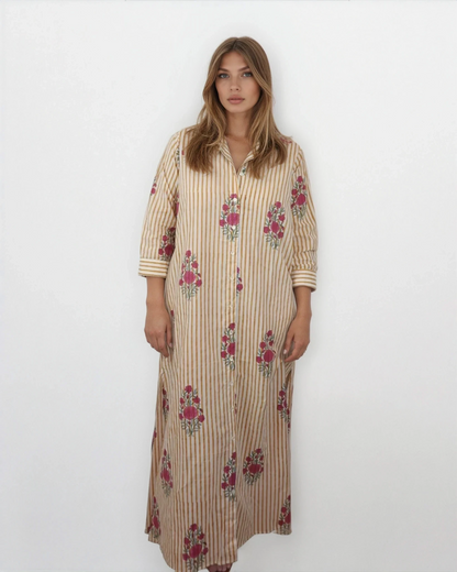 Caspian Shirt Dress - Yellow Stripe