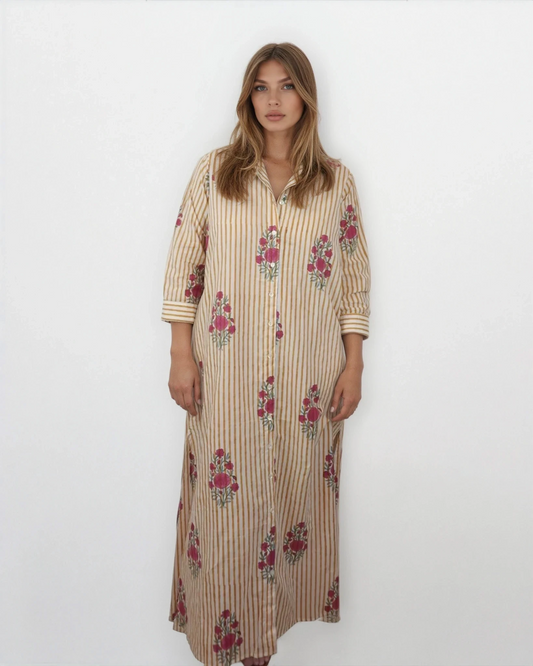 Caspian Shirt Dress - Yellow Stripe