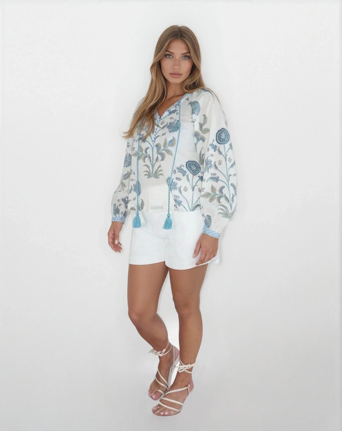 Chara Blouse in BLUE VINE