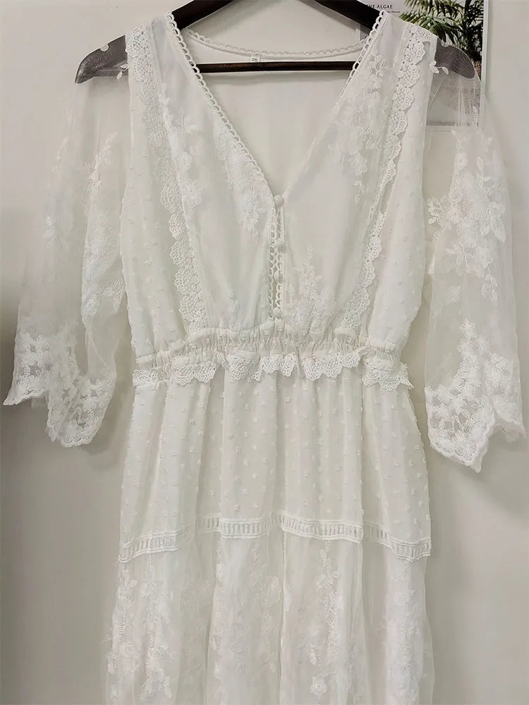 Valentina White Lace Sun Dress