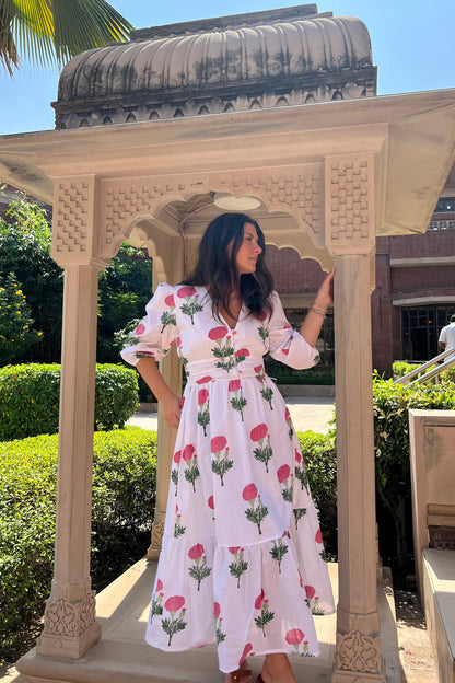 Eloise Midi Dress - Pink Floral