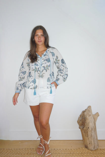 Chara Blouse in BLUE VINE