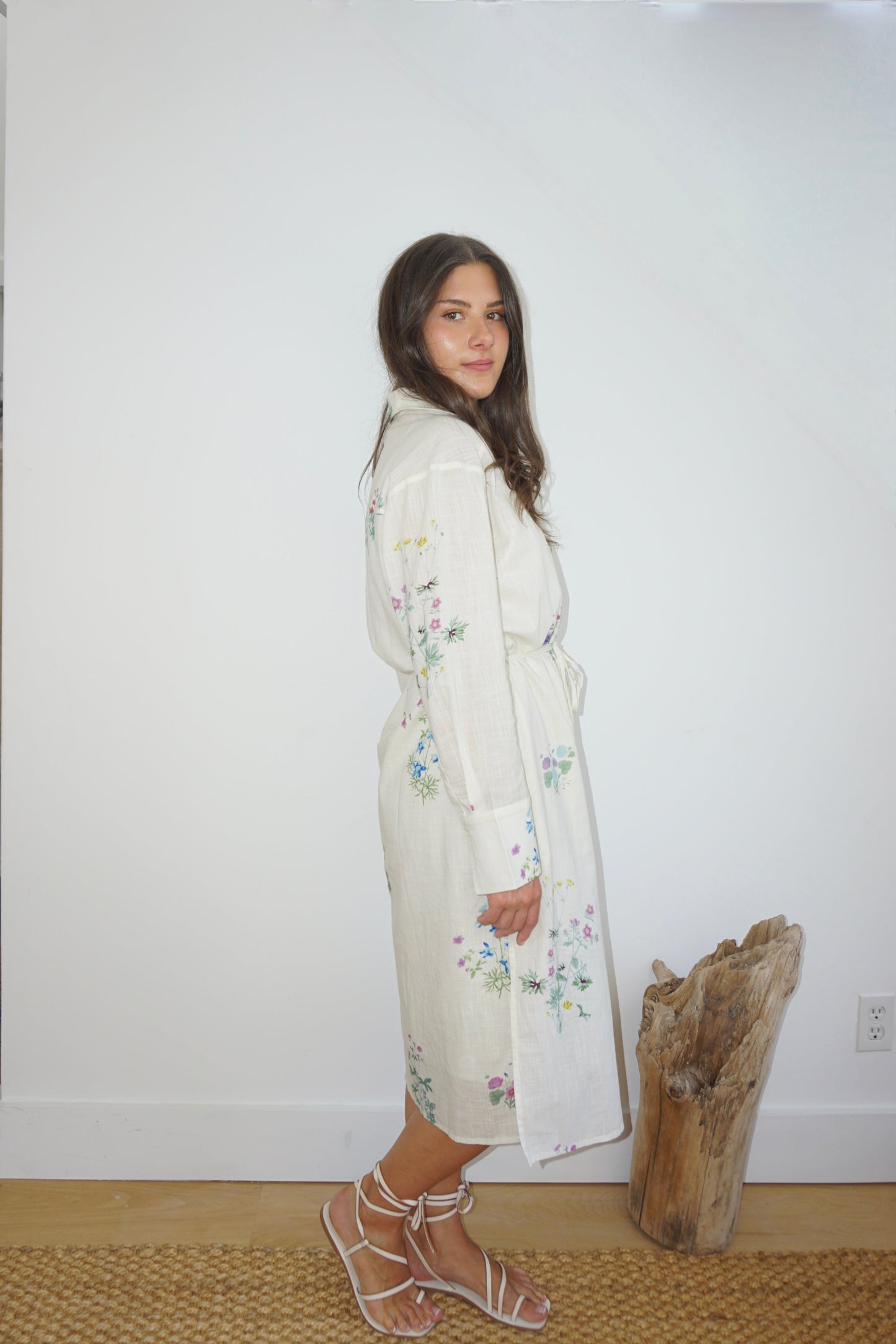 Chambers Midi Dress in Cream Botanical
