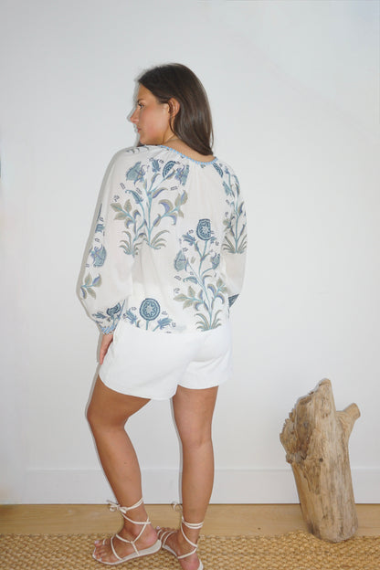 Chara Blouse in BLUE VINE