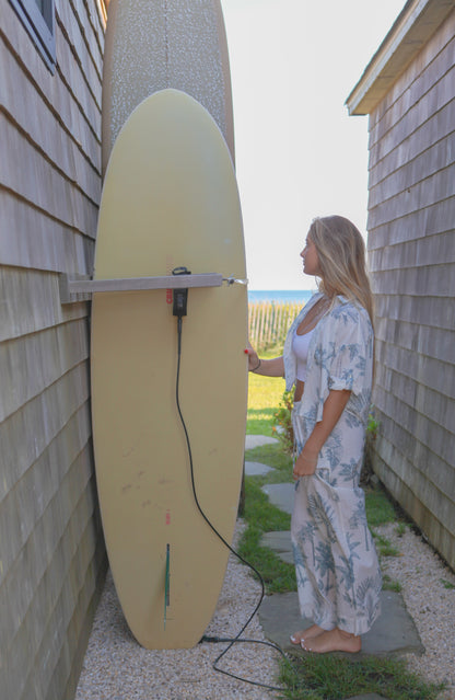 Cali Cropped Shirt in Faded Teal Palms