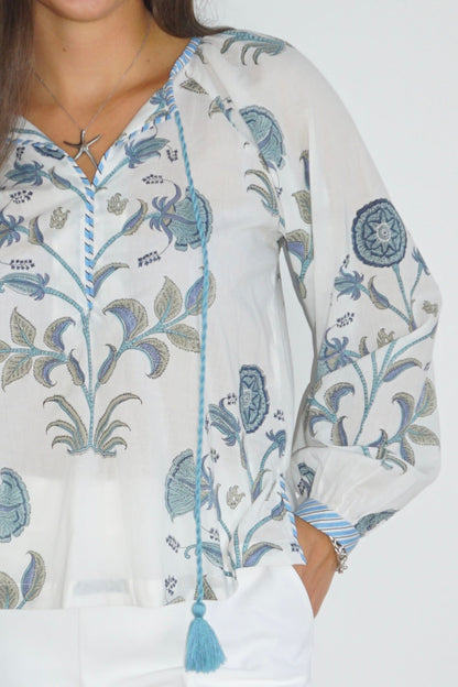 Chara Blouse in BLUE VINE