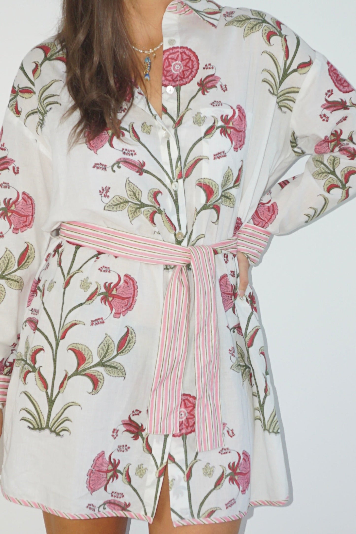 Clove Dress w/ Belt in Red Vine