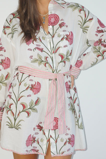 Clove Dress w/ Belt in Red Vine