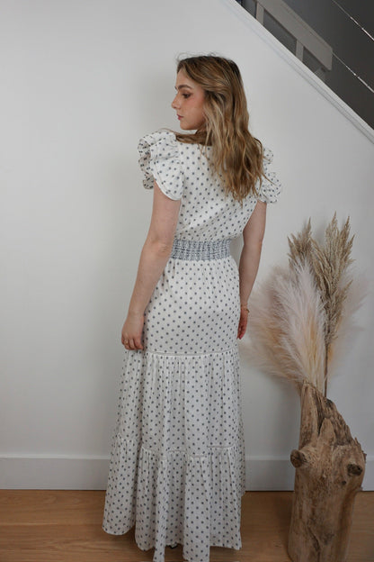 NIBI MTK Percy Woven Maxi Dress - Grey Dot