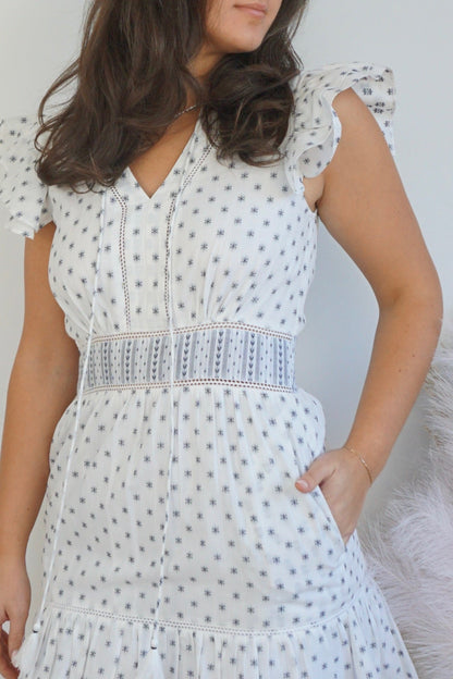 NIBI MTK Percy Woven Maxi Dress - Grey Dot