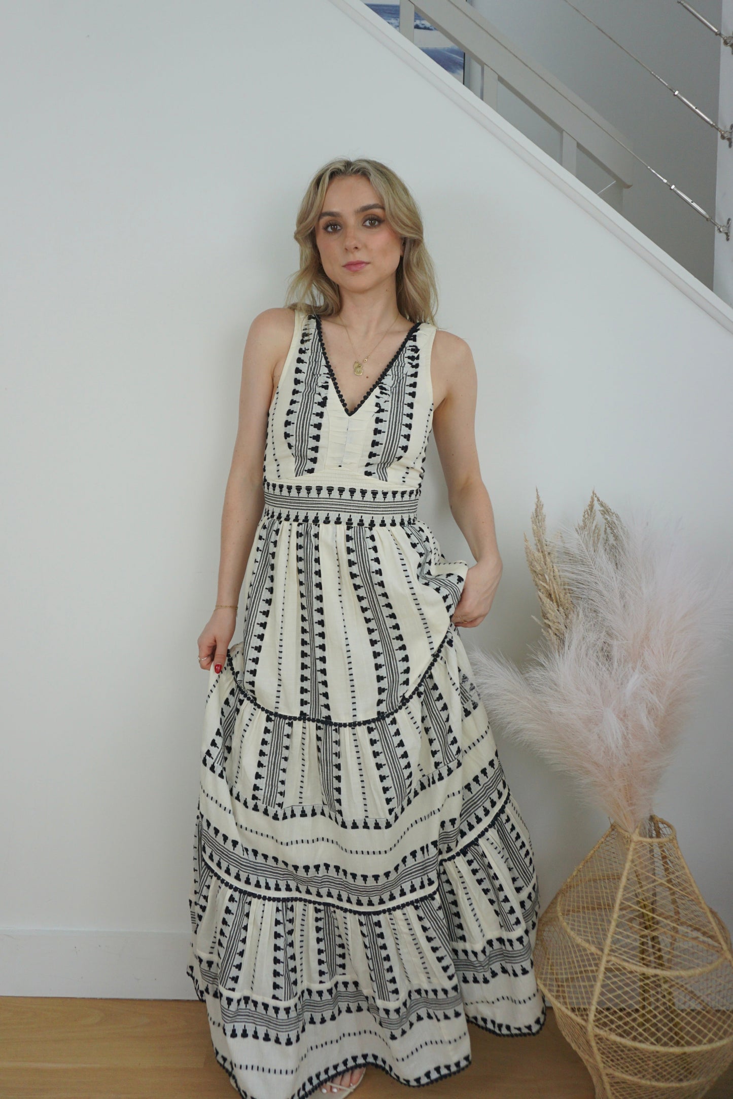 Zuma Maxi Dress - Black/Cream