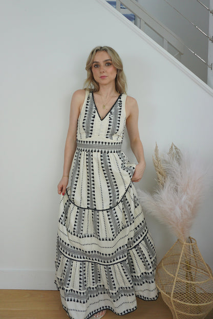 Zuma Maxi Dress - Black/Cream