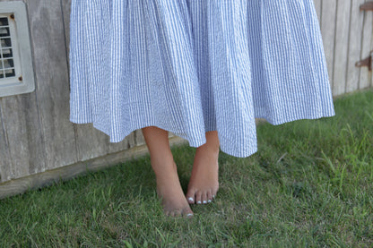 Donna Tiered Maxi Dress in Seersucker