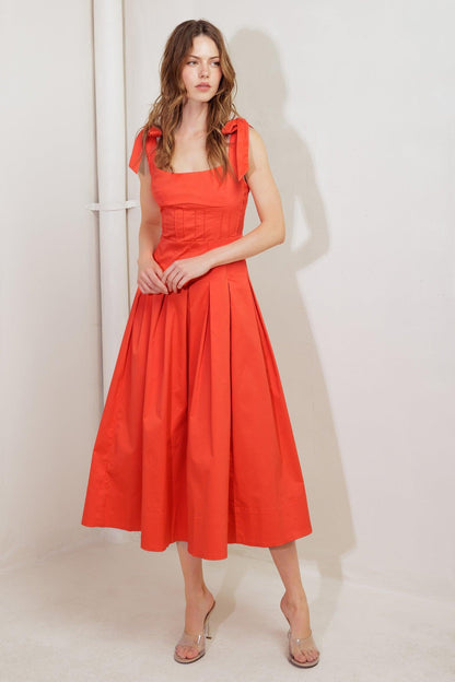 GENTLE SHADE WOVEN MIDI DRESS