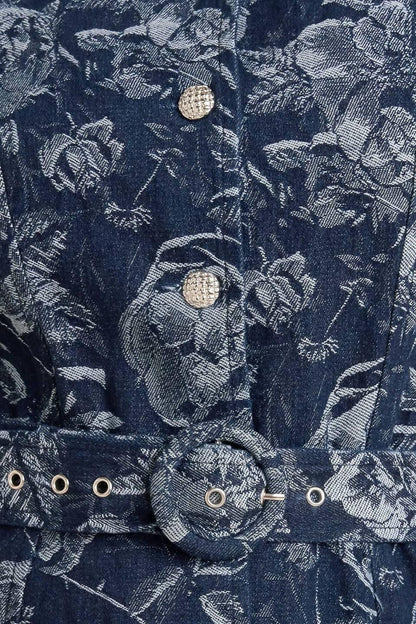 DARK BLOOM JACQUARD DENIM MIDI DRESS