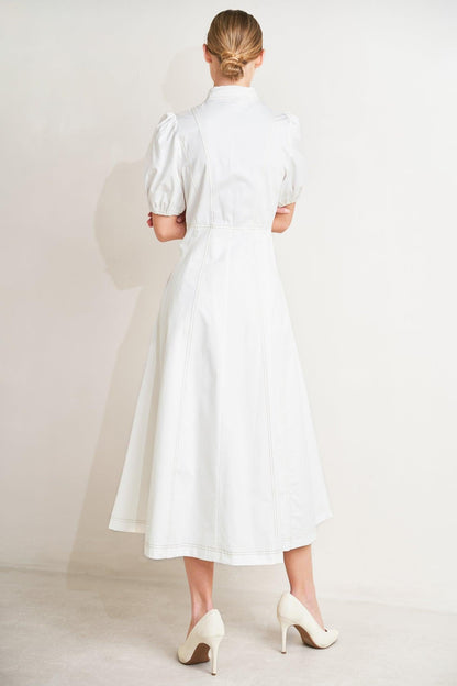 SWEET SOPHISTICATION WOVEN MIDI DRESS