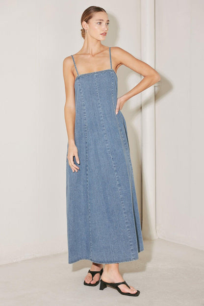 INDIGO WEEKEND THEORY DENIM MIDI DRESS