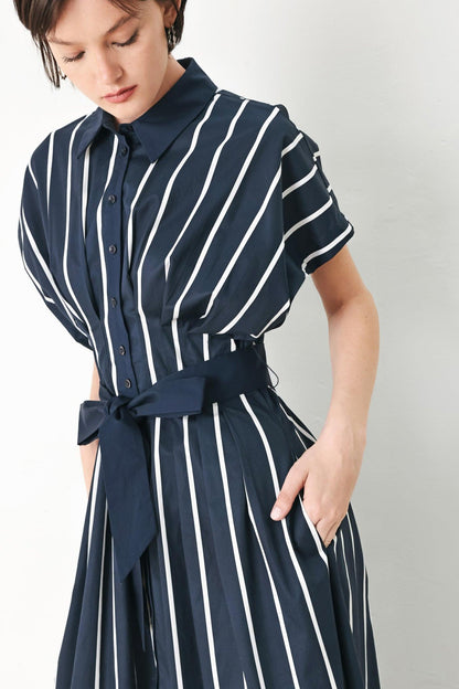 [PREORDER] PINSTRIPE STORY WOVEN MIDI DRESS