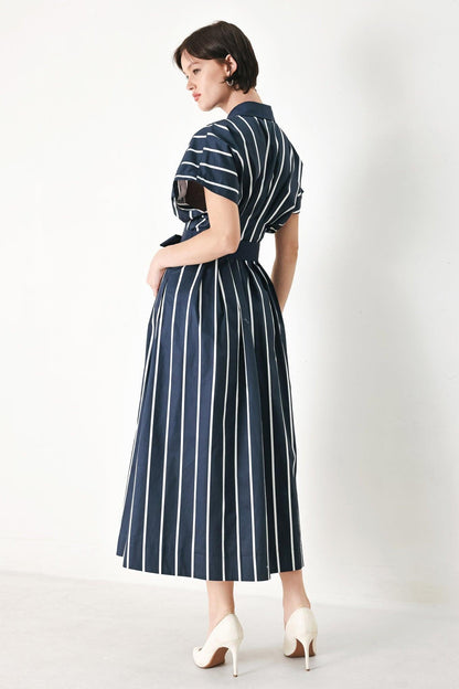 [PREORDER] PINSTRIPE STORY WOVEN MIDI DRESS