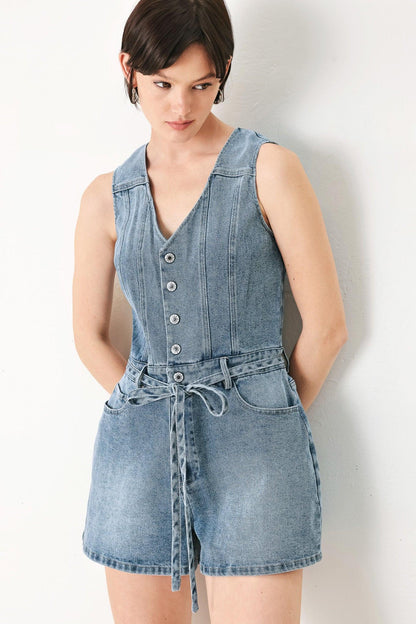 RELAXED CHIC DENIM ROMPER