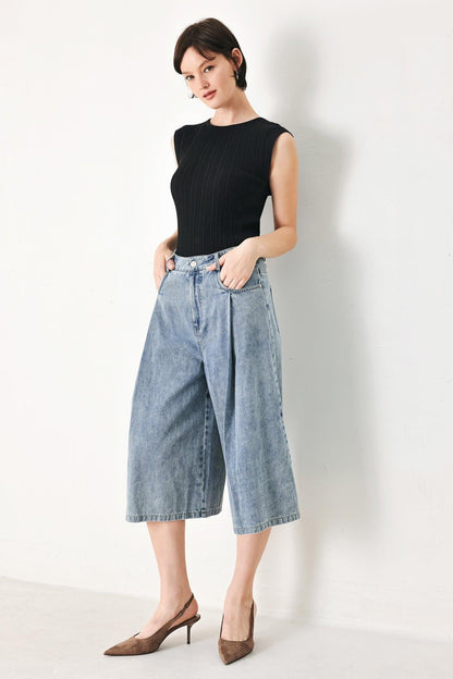 [PREORDER] SKY CHARMER DENIM CULOTTE PANTS