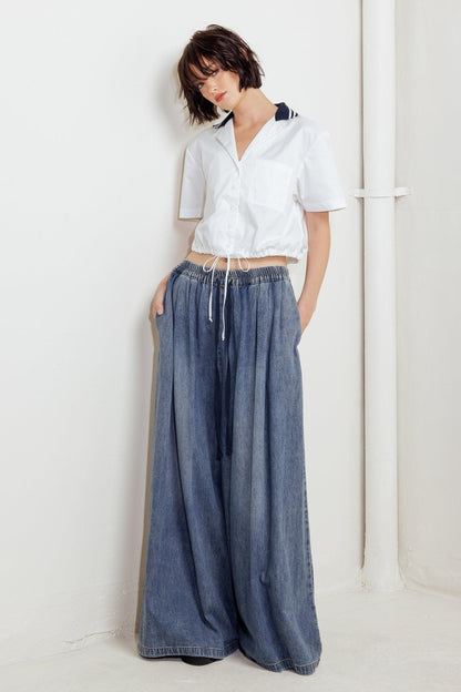 COASTAL COLLAR WOVEN CROP TOP
