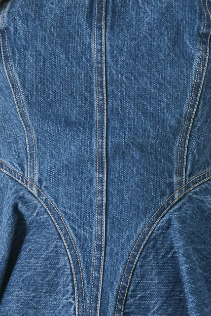 BLUE BLOSSOM BUSTIER DENIM TOP