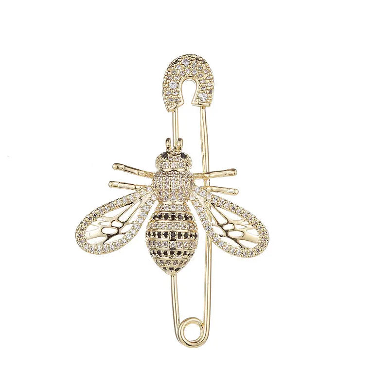 Luxury Full Crystal Gold Color Bee Brooch