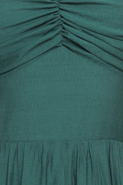 SUMMER MILK FOREST GREEN WOVEN MAXI DRESS