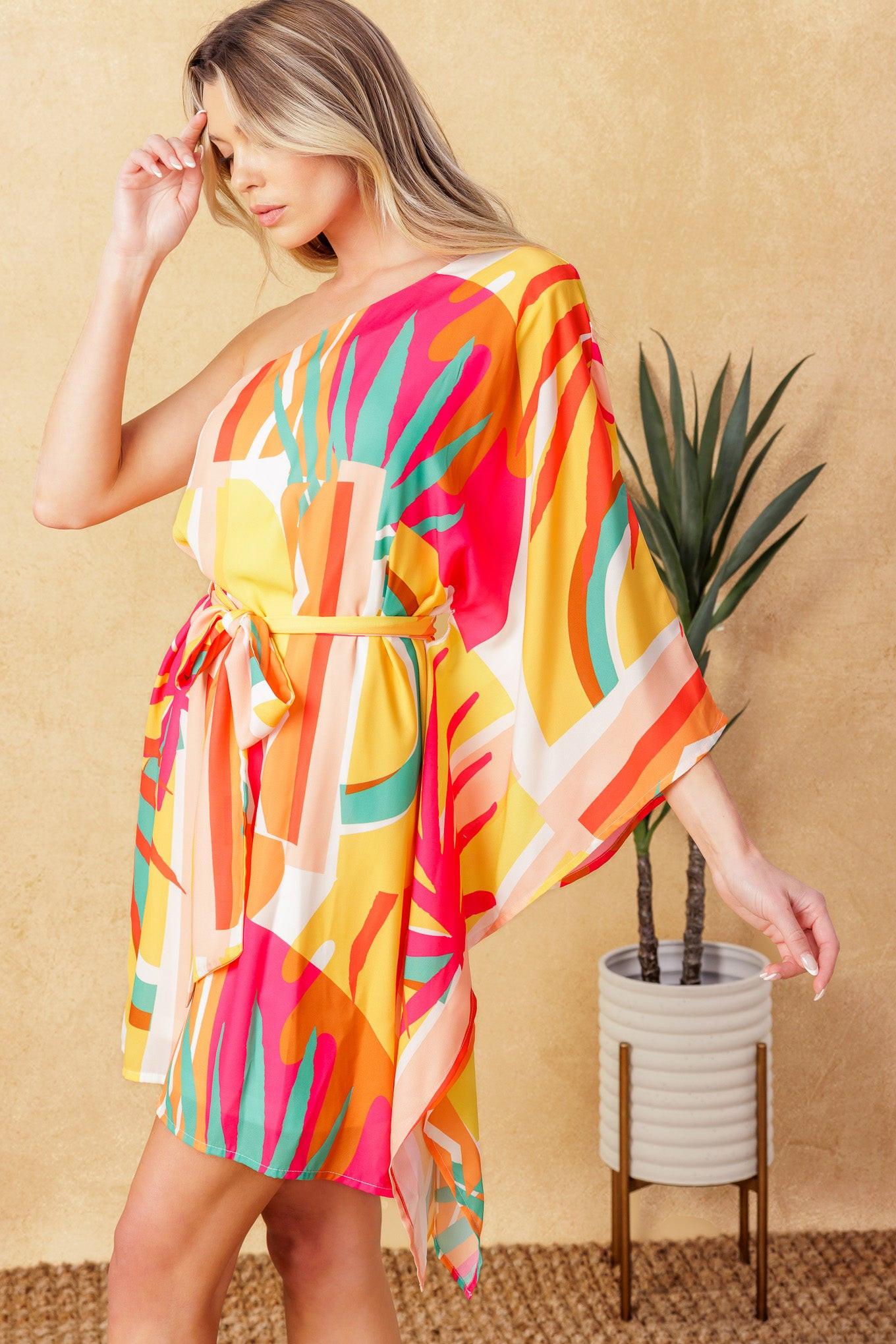 EASY WAY OUT WOVEN KAFTAN MINI DRESS