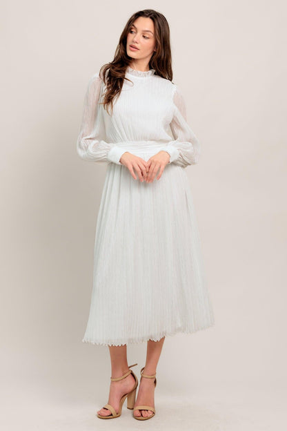 FOREVER WAITING WOVEN MIDI DRESS