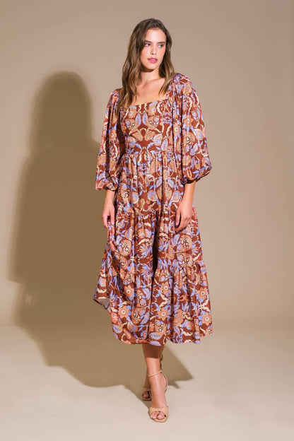 KEEPPING TABS WOVEN MIDI DRESS